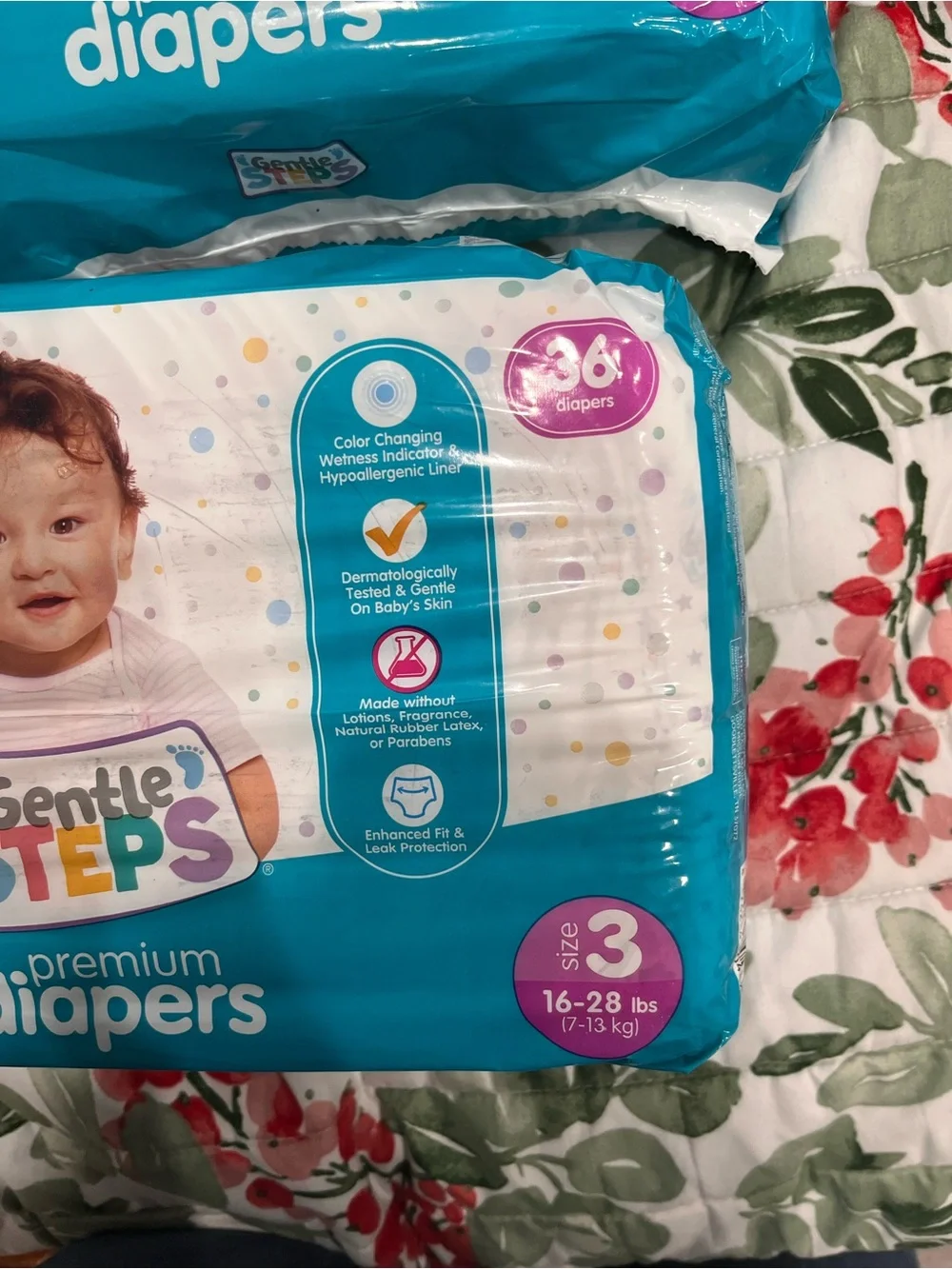 2X Gentle Steps Premium Diapers Size 3 - Teal (36 Count)